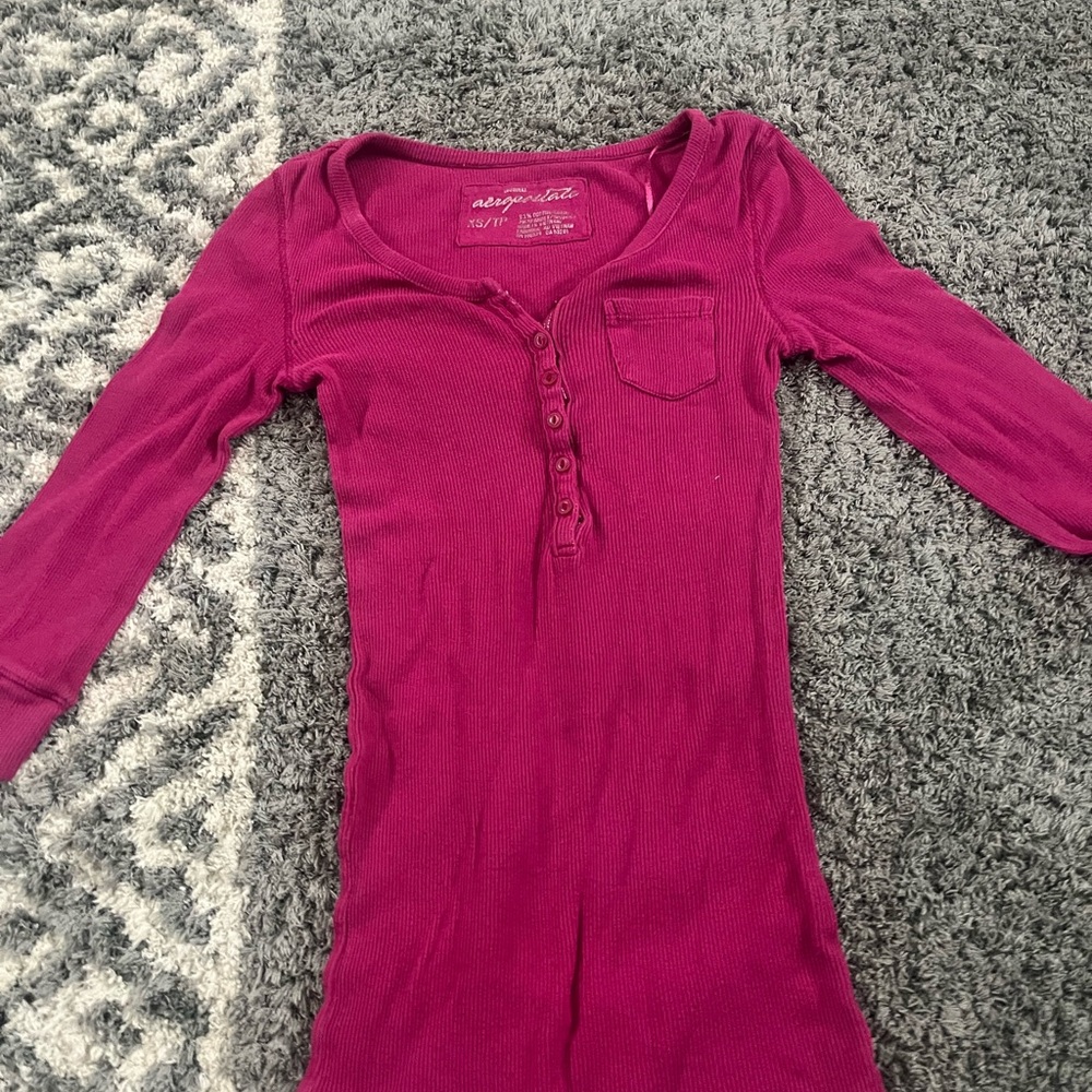 Vintage Aeropostale Fuchsia Henley Top